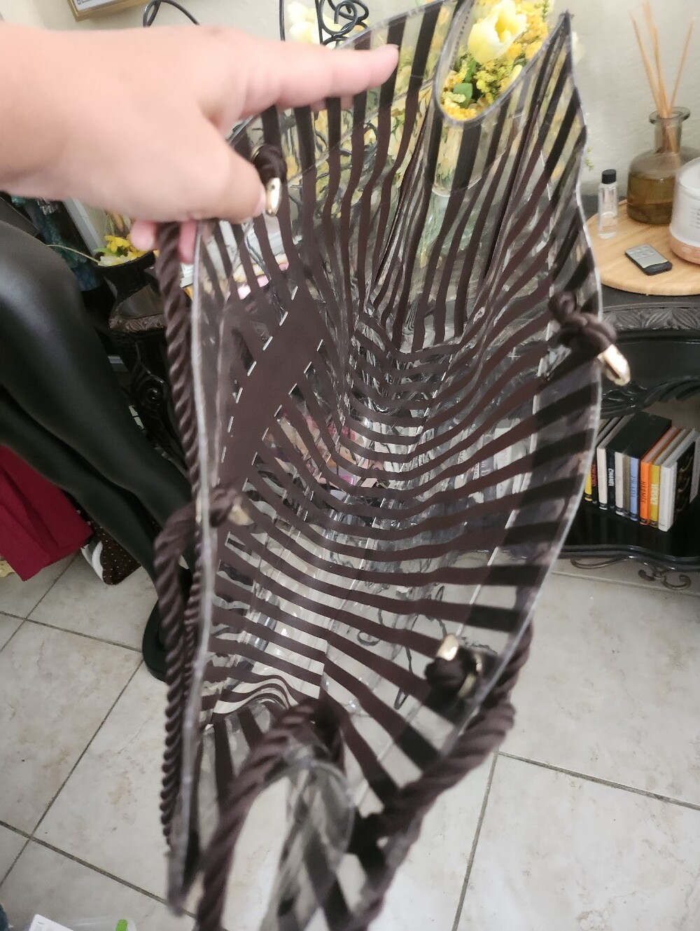 Henri Bendel Clear PVC Centennial Stripe tote bag - Picture 2 of 5
